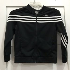 ADIDAS LONG SLEEVE YOUTH JACKET BLACK/WHITE STRIPES